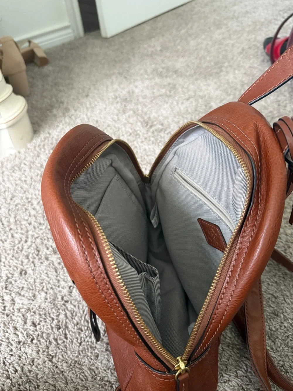 Fossil Small Brown Leather Backpack - Picture 3 of 4